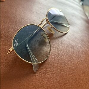 Ray-Ban Gold and Blue Round Sunglasses
